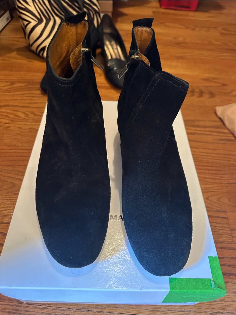 Isabel Marant Black Suede Zip Ankle Booties